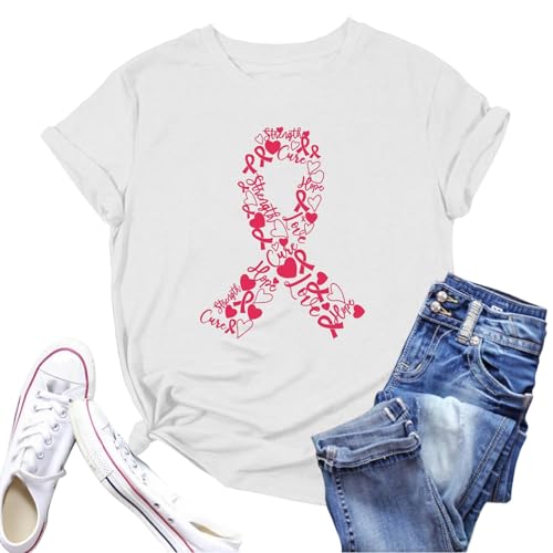 T-Shirt Rose Octobre pour Femme avec Jean ou Jupe le Weekend Décontracté