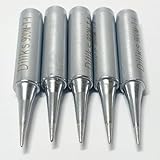 900M-T-I Soldering Iron Tips 5pcs Set, Conical tip, For Hakko 900M Series Tip Replace Hakko 900M, 907-ESD, 933, 936 replaceable tips, R0.2mm x 17.0mm
