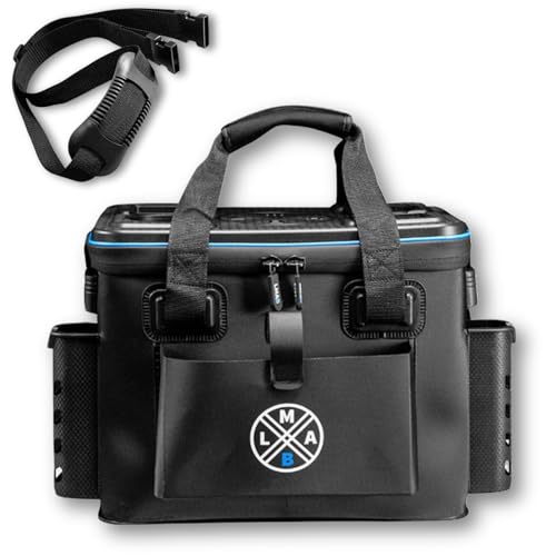 LMAB Angel Bakkan Premium 24L & 50L, XXL Angeltasche mit Rutenhalter, Bootstasche Angeln, Angeltasche groß, Angel Koffer für Angelzubehör, Angel Tasche, Angeltasche Spinnfischen, Angelkoffer