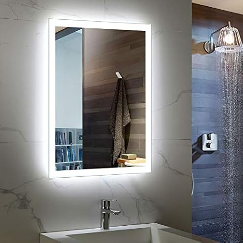 BHBL 24 x 32 in LED Lighted Rectangle Bathroom Mirror with Touch Button Wall Mounted Makeup Vanity LightedAnti Fog, Dimmable, Cold & Warm Light, Vertical & Horizontal Mount (D123-2432B),C-N031 Cover