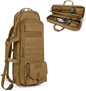 GOBUROS Tactical Rifle Bag Backpack Fits 28” Rifles, Soft Rifle Case with 3 Magazine Holders, Padded Shoulder Straps, Lockable Zipper and Molle System for Hunting and Shooting