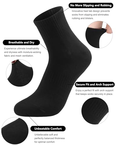 Image of HAVE A TREE Women's Ankle Socks 6 Pairs Thin Cotton Athletic Gym Socks | Soft, breathable, well-made cotton socks with arch support, stay put, fit true to size, and offer great value.