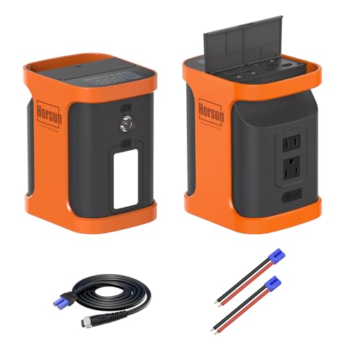 Image of Horsun Portable Outdoor Power Station 150Wh Power Bank with Car Battery Jump Starter, AC Max 150W, 12V DC, USB-A, Type-C PD, LED Flashlight, SOS Light, EC5 GX15 Cable for Phone Laptop Camping Fishing