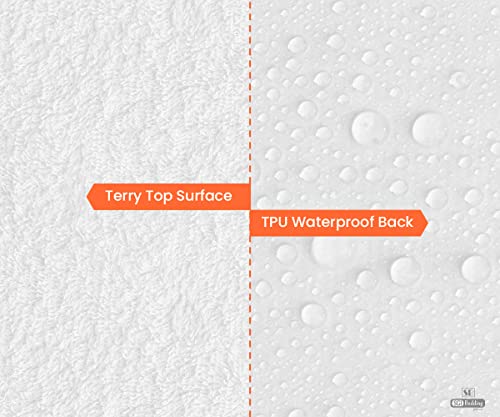 Sgi Alaskan King Waterproof Mattress Protector Pad Cover Fitted Style Super Soft Terry Fabric White Fits Up To 15" Inch Deep Pocket Easy Washable Vinyl-Free #TOP5