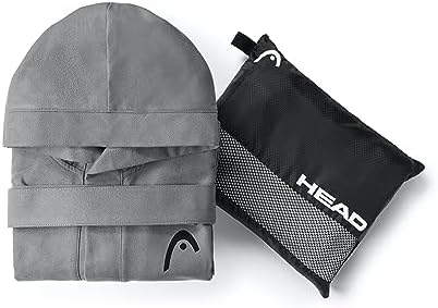 Head Active Badjas voor dames en heren, met capuchon en zakken, lichte badjas van microvezel, sneldrogend, zacht, absorberend en ruimtebesparend, maat L, octane blue, Octane Blauw, L