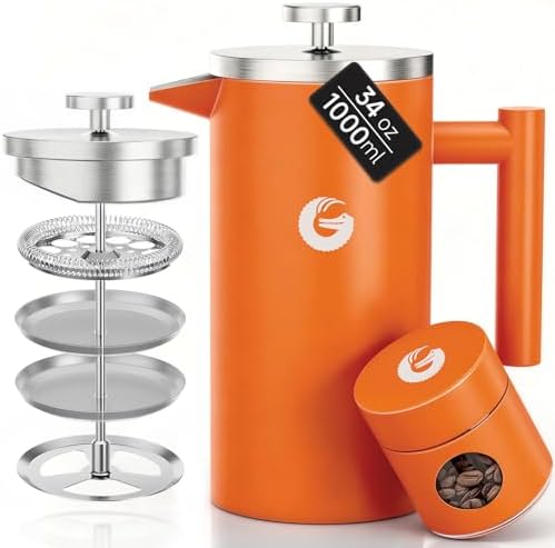 Coffee Gator French Press Coffee Maker 34oz, Double Insulated Sta...