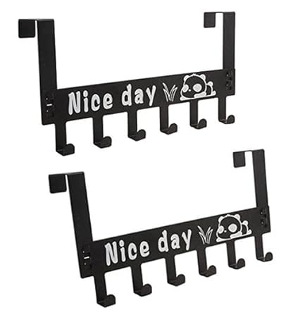 Kettlekane 2 pc Heavy Duty Over Door Hanger for Cloths, Towel Hanger, Removable Door Hook, Coat, Scarf, Cloths Hanger (Black) (Pack of 2)