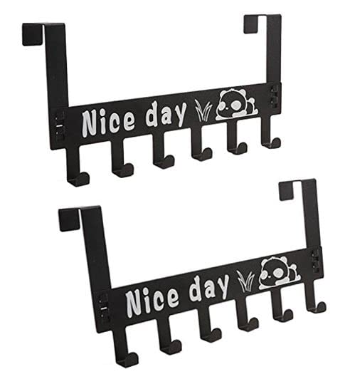 Carbon Steel 2 Pc Heavy Duty Over Door Hanger for Cloths, Towel Hanger, Removable Door Hook, Coat, Scarf, Cloths Hanger (Black) (Pack of 2)