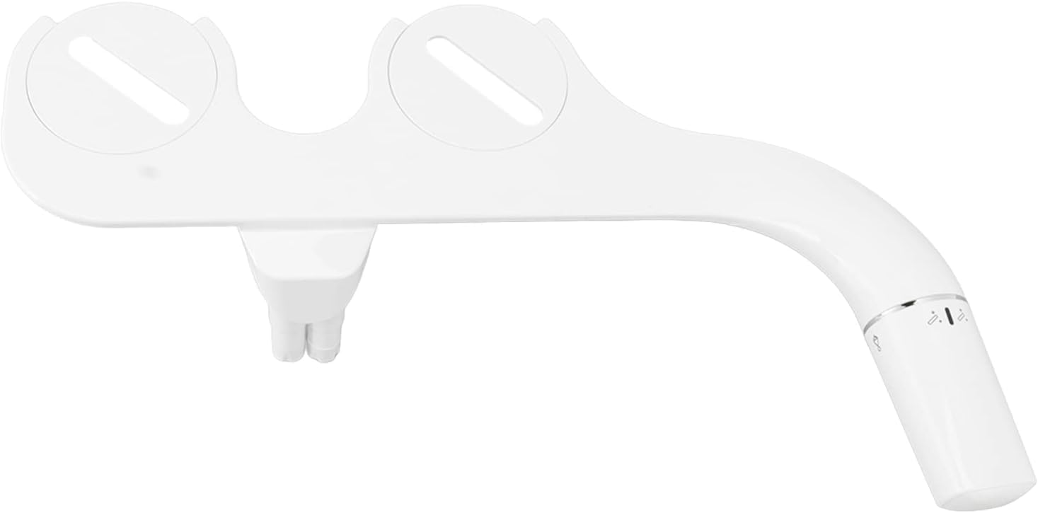 Pilipane Slim Bidet Non Electric Self Cleaning Dual Nozzle Toilet Attachment Hygienic Bidet for Feminine Wash White ABS 616g
