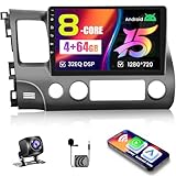 [8-Core 4+64G] for 2006-2011 Honda Civic Android Car Stereo, Hikity 10.1' Touchscreen Radio Wireless Carplay Android AutoGPS 5G WiFi/Bluetooth Radio Mirror Link FM/RDS/32EQ/DSP SWC Backup Cam 59UI