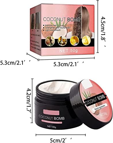 Coconut Bomb Nourishing Hair Mask, Nourishing Coconut Hair Mask, Coconut Oil Hair Mask Silky Deep Conditioner for for Dry Damaged Hair and Growth (1pcs)