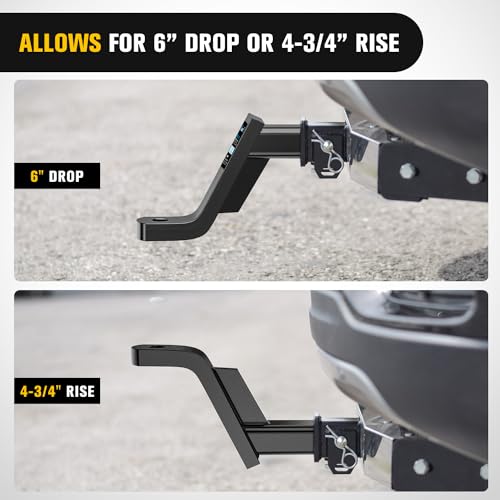 Image of Nilight Trailer Hitch Ball Mount 6 inch Drop, 4-3 /4 inch Rise, 1 inch Ball Hole fits 2 inch Receiver with 5 /8 inch Hitch Pin, 7500 lbs GTW Heavy Duty Ball Hitch