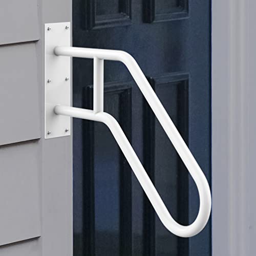 Boodvon Wall Mount Handrails For Outdoor Steps, Stair Railing U-Shaped For 1-3 Step Handrail With White Powder Coat Finished, Outdoor & Indoor Suitable For Garage, Porch, Yard And Garden #TOP4