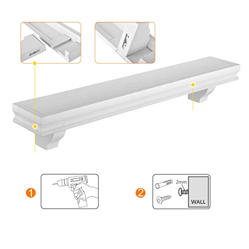 Danya B. Decorative 24\" Floating Wall Décor Display Ledge Shelves – (Set of 2) (White)