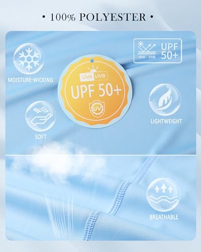 Tansozer Męska koszulka z długim rękawem UPF 50+ ochrona przed promieniowaniem UV wędkowanie wędrówki rash guard koszule