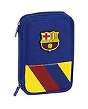 Compacto y práctico safta 412025054 Plumier Doble, Estuche con 34 Piezas, niño FC Barcelona, Azul
