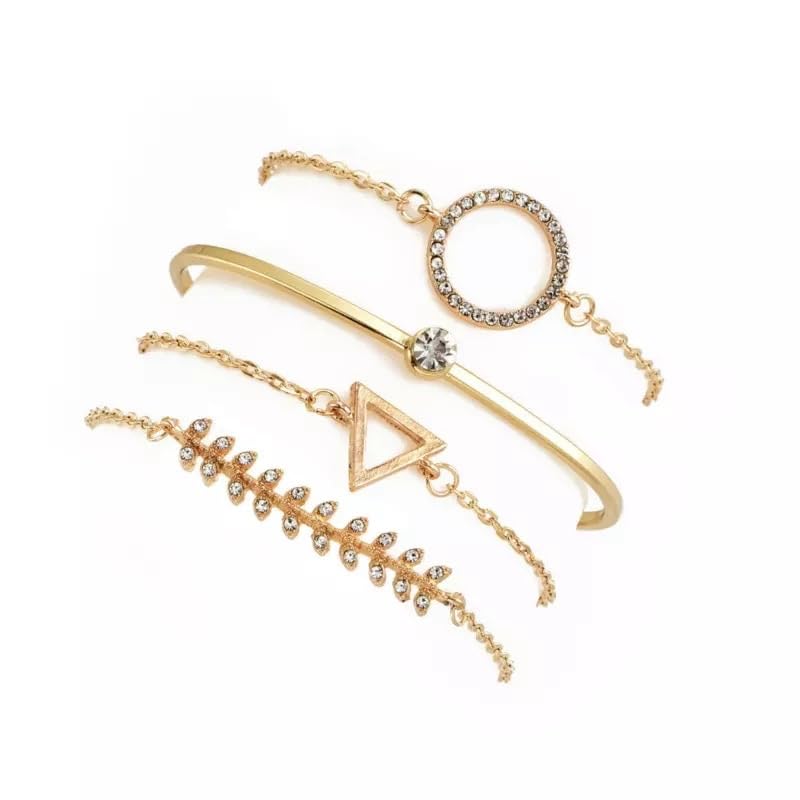 Shining Diva Fashion Womens Set of 4 Non Precious Metal Base Metal Stylish Multilayer Crystal and Cubic Zirconia Bangle Charm Bracelet Golden (rrr10712b) (B0D1V9QXQL) Amazon Price History, Amazon Price Tracker