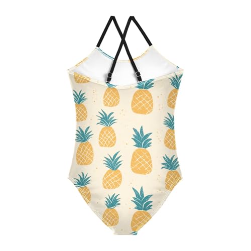 ZZKKO Watercolor Pineapple Girls Swimsuit One Piece Bathing Suit for Baby Girls' Swimwear 3T2
