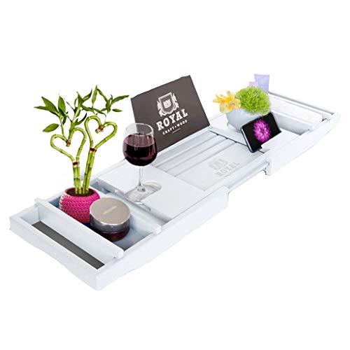 Bathtub Trays Bathtub Stand Telescopic Anti-Slip Bath Stand Bathtub Shelf Luxury Bamboo Bathtub Caddy (Color : White, Size : (75-110) 234.5Cm) #TOP1