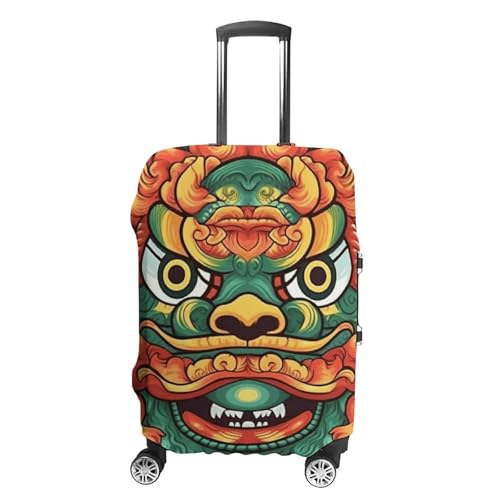 Chinese Lion New Year Luggage Cover, Elastic Luggage Protector Fits 19-32in Suitcases, Washable & Anti-Scratch Suitcase Cover for Men Women M