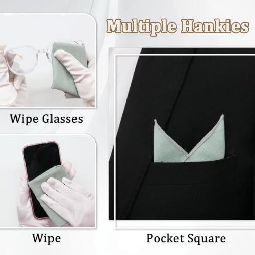 Image of LJBFNN Pocket Squares Handkerchiefs for Men Soft Cotton Mens Womens White Pocket Square with Holder for Suit Wedding Business