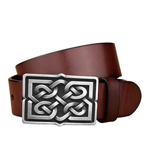 qsebhnj Wikinger Gürtel Für Herren,Skandinavisch Keltischer Knoten Gürtelschnalle Vintage Gothic Lässig Gürtel Nordische Geschenke,Celtic knot belt,120cm
