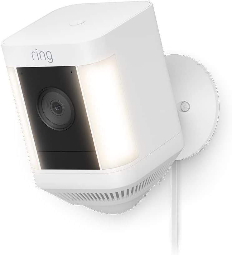 Ring Spotlight Cam Plus Plug-In by Amazon| Outdoor Security Camera 1080p HD Video, Two-Way Talk, Night Vision, LED Spotlights, Siren, alternative to CCTV system, 30-day free Ring Subscription trial