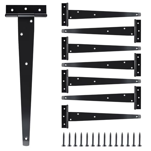 JIAYUET Lot de 8 charnières en T noires de 300 mm, charnières de porte d'abri de jardin pour porte et fenêtre