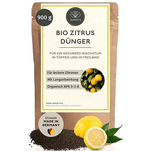 Bio Zitrusdünger 900 g - Langzeit Granulat - 100% Bio-Dünger für Zitruspflanzen mit viel Kalium - Organischer Zitruspflanzendünger mit Vinasse für Zitronenbaum - Zitronendünger - Citrus Dünger