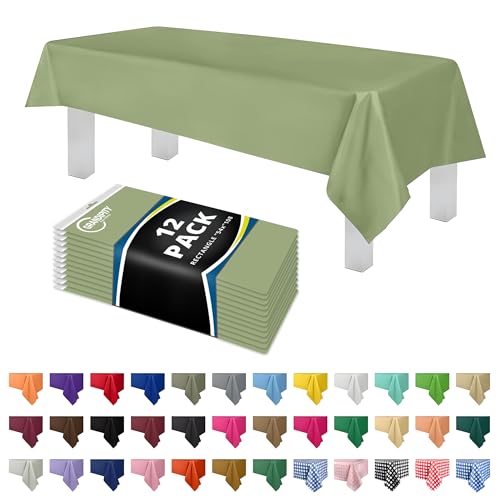 Image of Grandipity Plastic Table Cloth Disposable 12 Pack 54 inch x 108 inch Rectangle