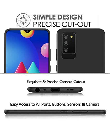 Image of Mobile Back Cover Case for Samsung Galaxy M02S / Samsung Galaxy A02S / Samsung Galaxy F02S (Silicone Case|CameraProtection|Black SC1510)