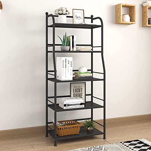 Fkuo 5 Tier Metal Shelf Storage Shelves Living Room Bookshelf Bathroom Corner Storage Rack For Kitchen,Indoor Plant Stand (Matte Black, 5 Tier) #TOP3