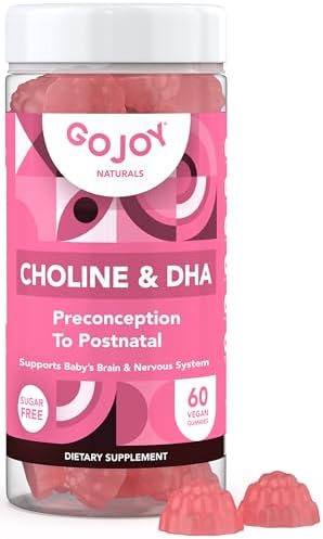 Prenatal Choline & DHA Gummies – Preconception to Postnatal Gummy Vitamin Supplement for Pregnant Women – Sweetened with Monk Fruit – 3rd Party Tested – Non GMO, Gluten Free, Vegan