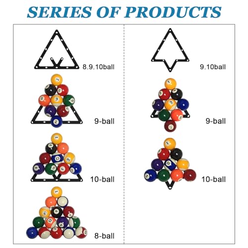 6-Pack Pool Ball Rack Set Magic Rack Sheet Billiards Ball Holder -Triangle Rack Pool Cue Accessories for 8-Ball, 9-Ball & 10-Ball Billiard Games - Image 7
