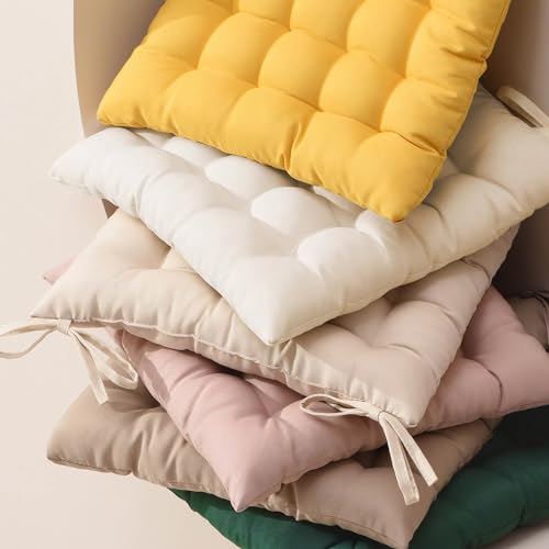 ROOM99 Aura Stuhlkisse 40 x 40 x 4,5 cm Sitzkisse Sitzpolster mit bändern Zierkissen Stuhl Boden Bodenkissen Kissen Outdoor Indoor Wohnzimmer Beige, 1 Stück – Bild 3
