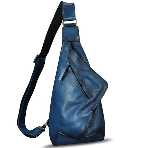 Genuine Leather Sling Bag for Men & Women Blue