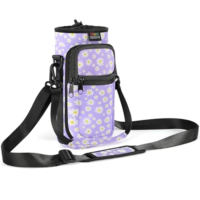Nuovoware Water Bottle Carrier Bag,25oz/40oz/64oz Bottle Pouch Holder,Adjustable Shoulder Hand Strap 2 Pocket Sling Neoprene Sleeve Sports Accessories for Hiking Travelling Camping