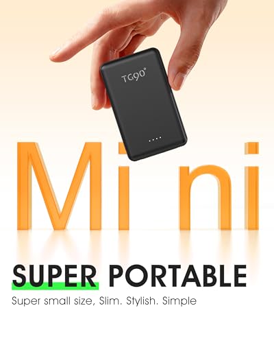 TG90° Ultra Slim 5000mAh Portable Charger Built-in Foldable AC Wall Plug and Cables, Pocket Size USB C Power Bank,External Battery Pack Compatible with iPhone 17 16 15 14 13 12 Android Devices iPad — view 2