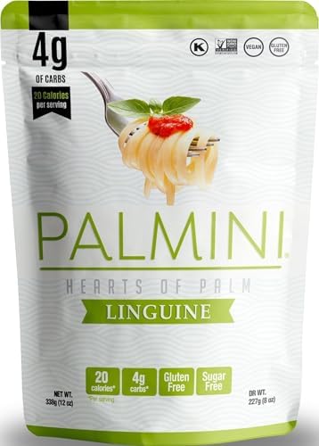 Palmini Linguine Pasta | Low-Carb Pasta, Low-Calorie Hearts of Palm Pasta | Keto, Gluten Free, Vegan, Non-GMO, Plant Based, Healthy Noodles | Seen on Shark Tank |(12 Ounce - Pack of 1)