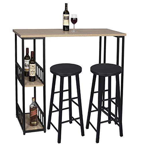 WOLTU 1x Bartisch + 2X Barhocker Stehtisch Bistrotisch Bartheke...