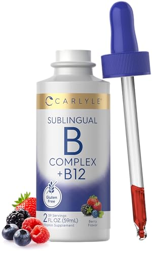 Carlyle Vitamin B Complex Sublingual | 2 fl oz | Liquid Drops | with B12 | Berry Flavor | Vegetarian, Non-GMO & Gluten Free Supplement