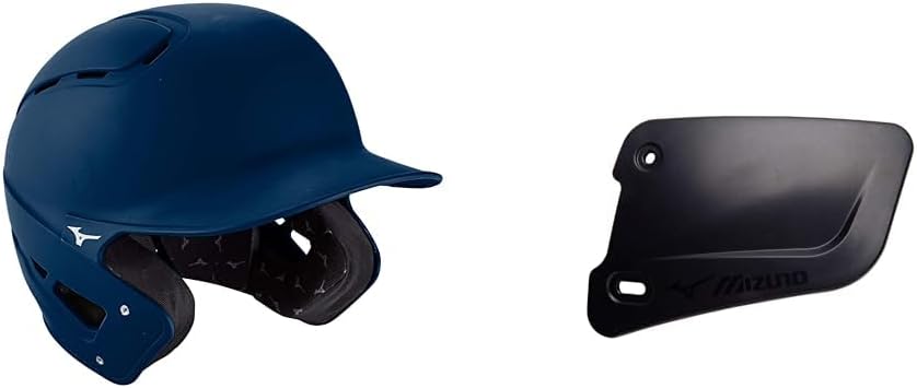 Bundle of Mizuno B6 Adult Baseball Batting Helmet, Navy, Small/Medium + Mizuno Batters Face Protector, Navy, Left Hand Batter