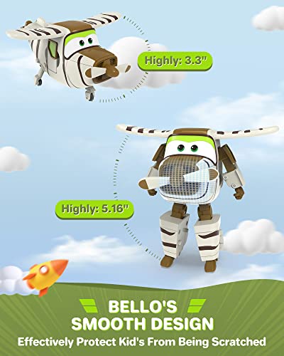 Super Wings 5" Transforming Bello Airplane Toys, Safe And Durable Vehicle Action Figure, Superwings Transforming Plane To Robot, Fun Preschool Toy Planes, Gifts Toys For Kids Aged 3 And Up, Stripes #TOP4