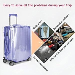 Image of Clear Suitcase Cover - Waterproof Dustproof and Anti-Scratch Luggage Cover - TSA approved Suitcase Protectors, Black Trim-0.4mm, S /M /L Suitcase Cover., Travel