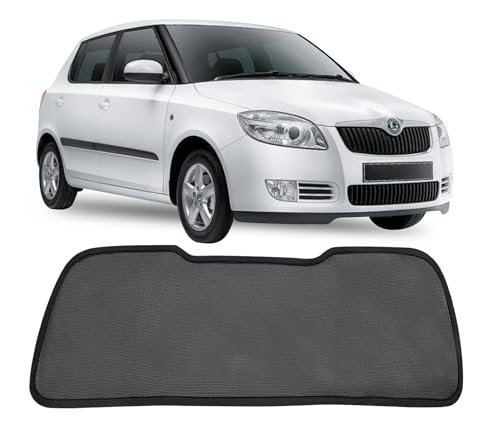 Image of Autofact Dicky Curtain for Fabia | Custom Fit Rear Windshield Sunshade | Foldable Mesh | Privacy & Cooling Car Accessory | Car Rear Sun Shade Heat Reduction UV Block Easy Install Durable Black Mesh