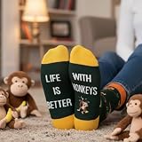 Zmart Funny Monkey Lover Gifts - Novelty Crazy Silly Monkey Socks, Cute Stocking Stuffers