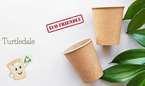 TURTLEDALE-80 x Biodegradable Disposable Kraft Paper Cups for Hot Drinks 8oz 250ml