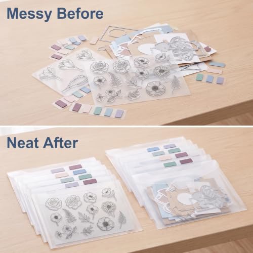 Image of 24 PCS Clear Stamps Storage Panels,Resealable Die Cut Storage Bag, White Plastic Stamps Organizer Panels, Clear Stamp Organizer Set for Die Cutting and Decorative (24)