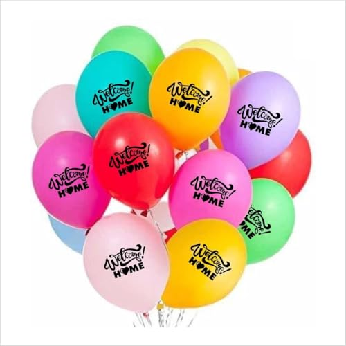 Image of HK Balloons 50Pcs Welcome Home Decoration Item Multicolor Printed Balloons For Military Service Balloon, Baby Shower Balloon, Hospital Stay, Welcome Back, Welcome Home Party, Baby Arrival
