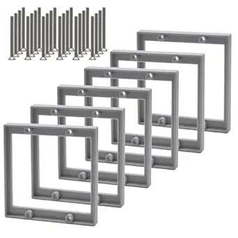 1/4” Double Gang Receptacle Outlet Box Extenders,Include 24Screws(6-32 x 1.25),Gray Electrical Outlet Extender for Electrical Outlet Box & Electrical Outlet Switches,6Pack